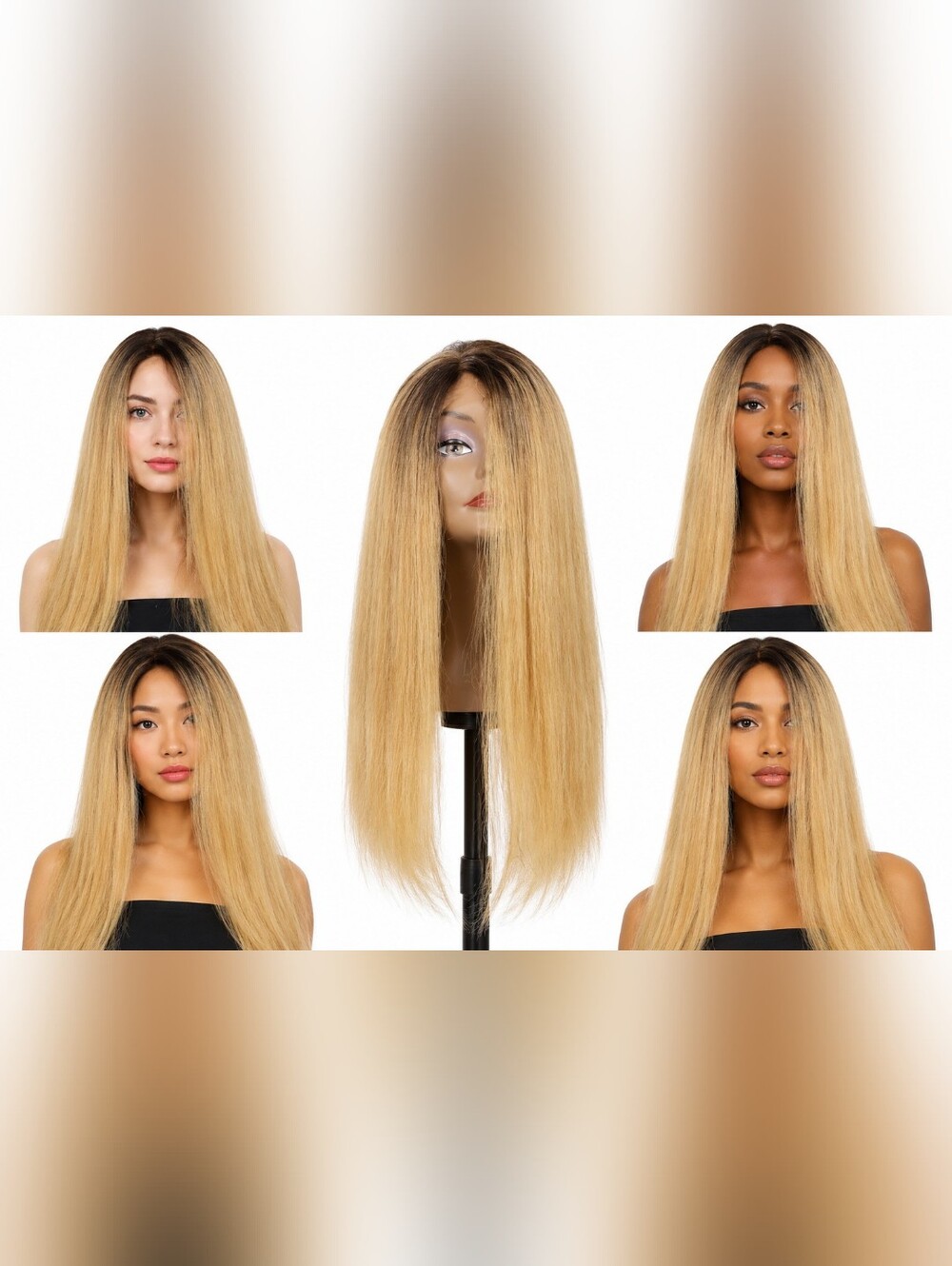 New Born Free Blonde Ombre Wig Magic Lace Front Curved Part Heat Safe Straight